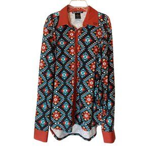 Cowgirl Tuff Co. Womens Aztec Print Long Sleeve Button-Up Shirt Medium